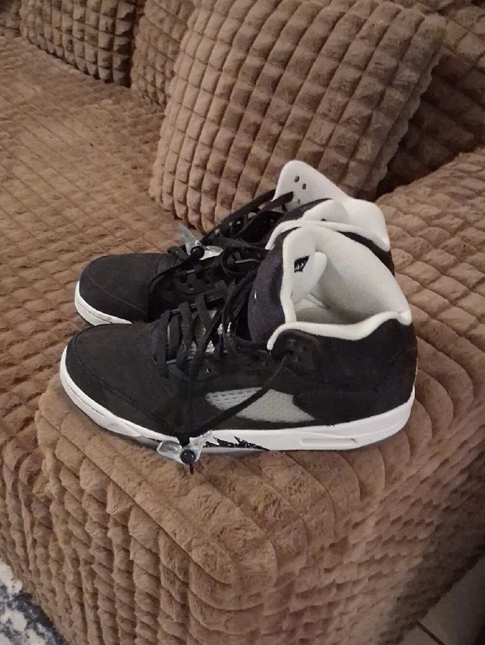 Jordan Men’s Black and White High-Top Athletic Sneakers